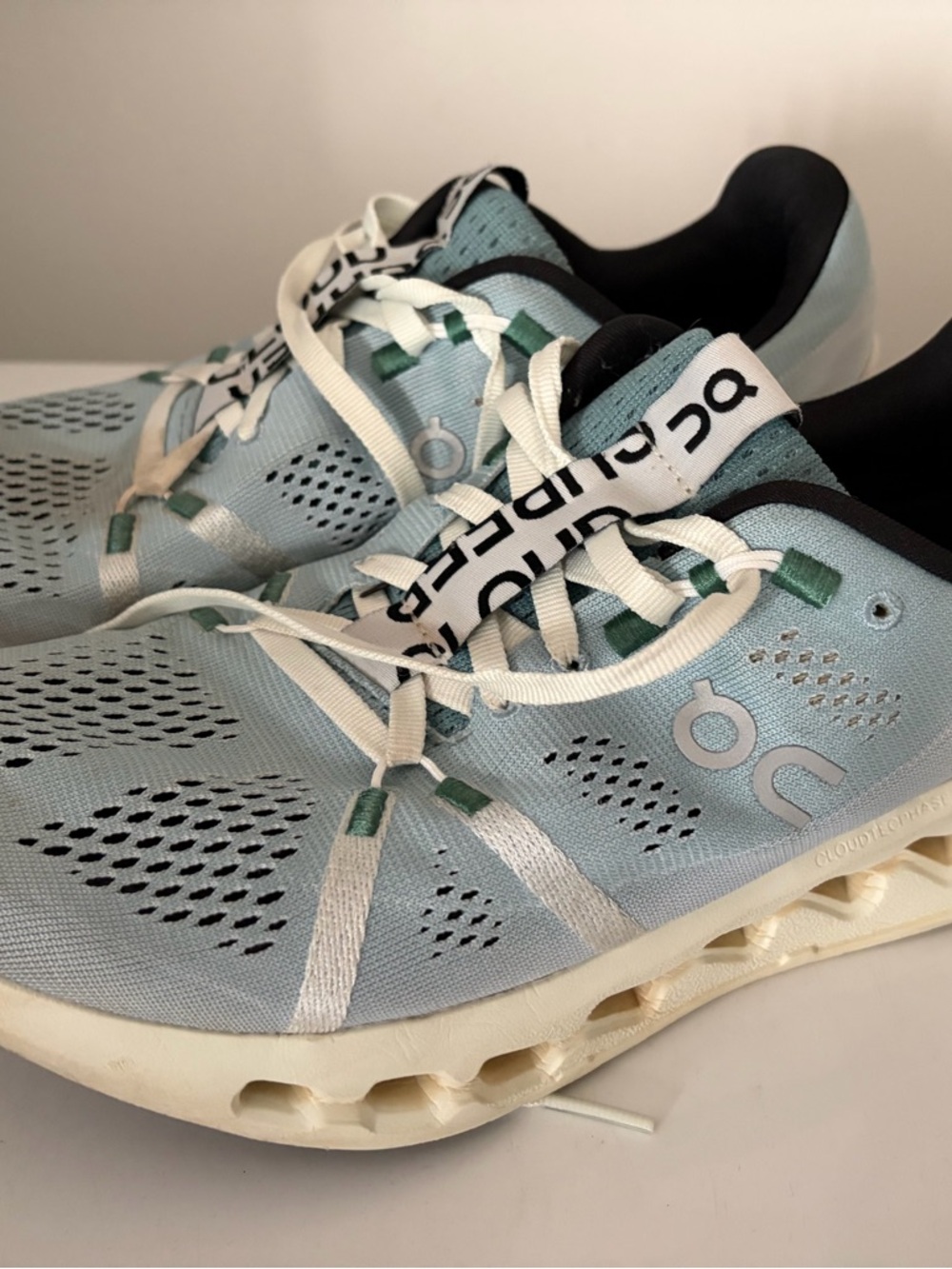 On Running Light Blue and Cream Cloudswift Trainers